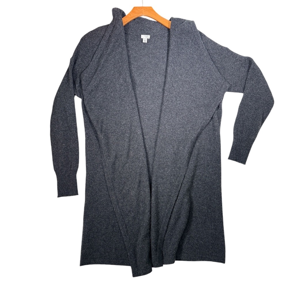 Halogen Cashmere Cardigan Sweater Womens Large Gray Open Front Longline HLG6127